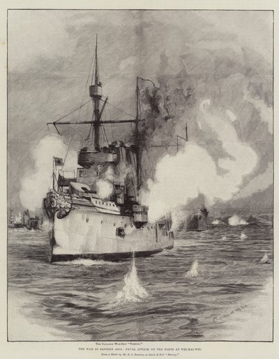 The War in Eastern Asia, Naval Attack on the Forts at Wei-Hai-Wei by Charles William Wyllie